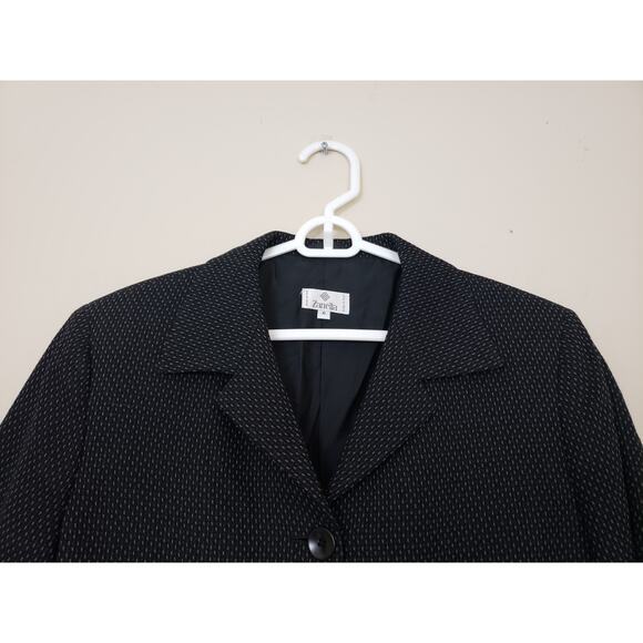 Y2K Zanella Womens Blazer Size 6 Lined Italy Black Office Siren Career Business - Picture 2 of 8